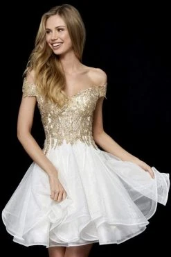 Sherri Hill - 52239 Short Off The Shoulder Applique Dress 11 Sherri Hill - 52239 Short Off The Shoulder Applique Dress