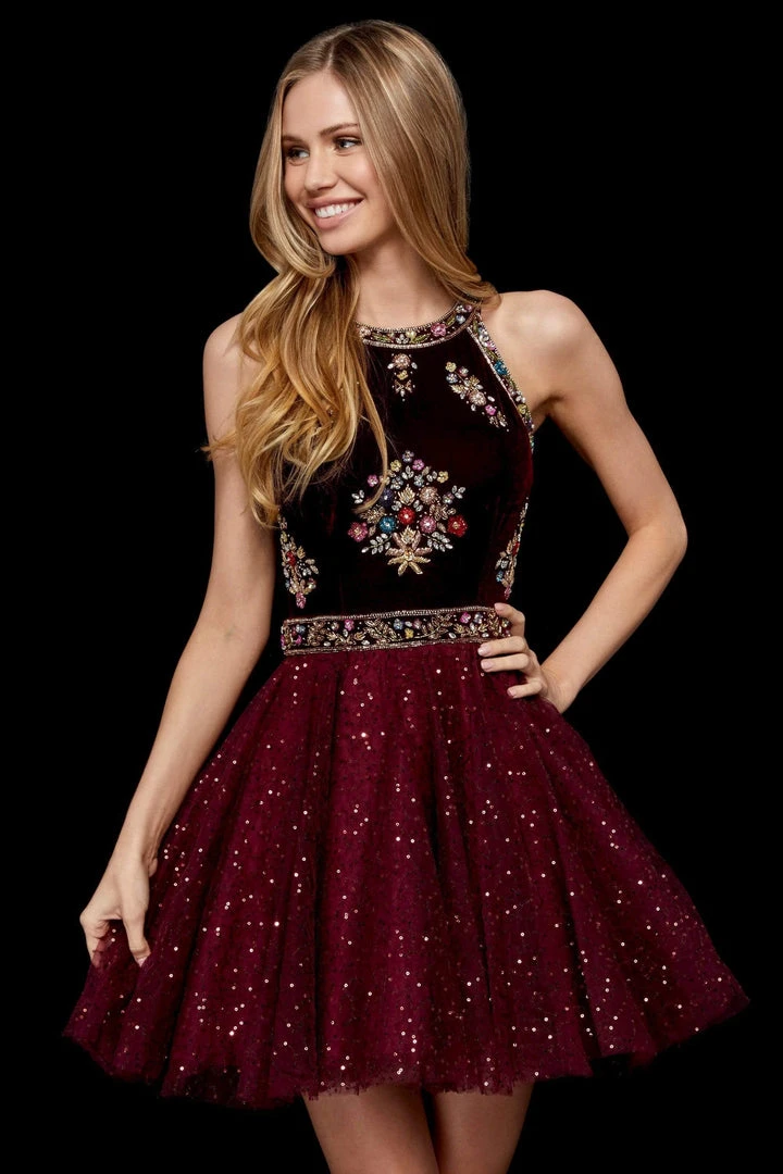 Sherri Hill - 52263 Embroidered Velvet Bodice A Line Short Dress 7 Sherri Hill - 52263 Embroidered Velvet Bodice A Line Short Dress