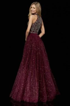 Sherri Hill - 52275 Beaded High Halter Dress With Overskirt