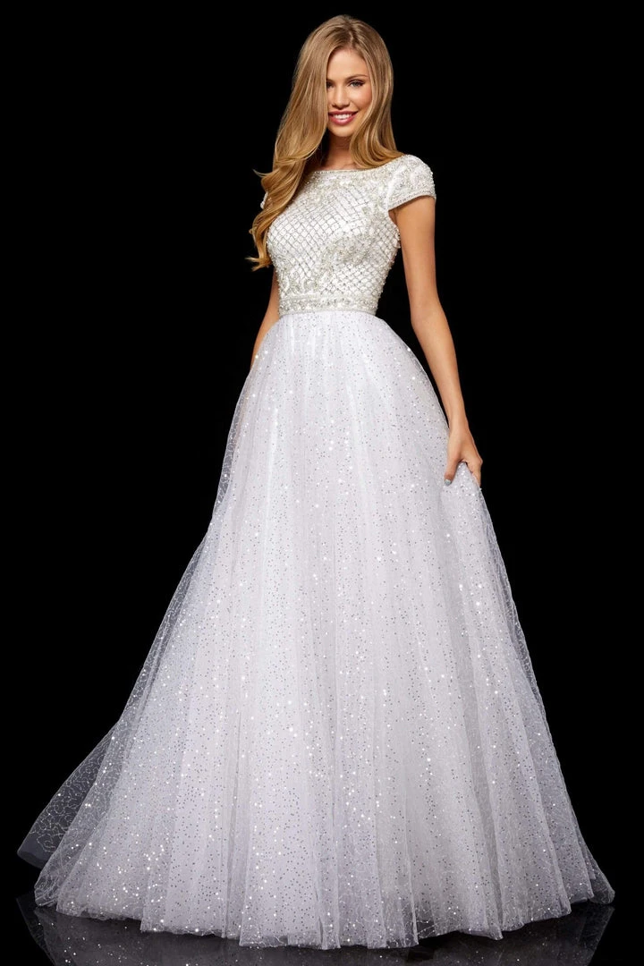 Sherri Hill - 52276 Beaded Cap Sleeve Bateau Tulle Ballgown 3 Sherri Hill - 52276 Beaded Cap Sleeve Bateau Tulle Ballgown