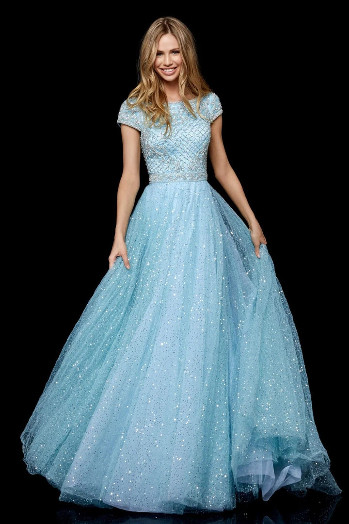 Sherri Hill - 52276 Beaded Cap Sleeve Bateau Tulle Ballgown 5 Sherri Hill - 52276 Beaded Cap Sleeve Bateau Tulle Ballgown