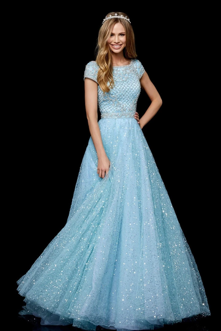 Sherri Hill - 52276 Beaded Cap Sleeve Bateau Tulle Ballgown 7 Sherri Hill - 52276 Beaded Cap Sleeve Bateau Tulle Ballgown