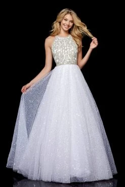 Sherri Hill - 52277 Beaded Halter Sequin Tulle Ballgown