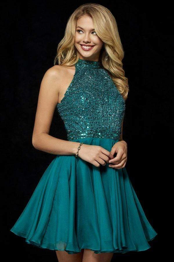 Sherri Hill - 52281 Short Beaded High Halter Chiffon A-line Dress 5 Sherri Hill - 52281 Short Beaded High Halter Chiffon A-line Dress