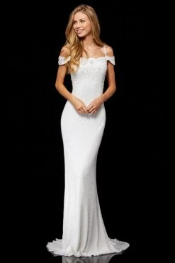 Sherri Hill - 52292 Beaded Off-Shoulder Sheath Dress