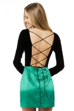 Sherri Hill - 52301 Long Sleeve Fitted Velvet Zip Up Dress