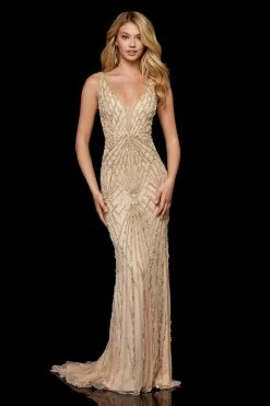 Sherri Hill - 52324 V-Neck Long Beaded Dress 10 Sherri Hill - 52324 V-Neck Long Beaded Dress