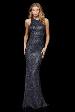 Sherri Hill - 52328 Beaded Halter Sheath Evening Dress