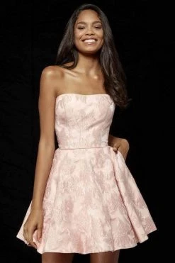 Sherri Hill - 52337 Brocade Print Strapless A-Line Short Dress 8 Sherri Hill - 52337 Brocade Print Strapless A-Line Short Dress