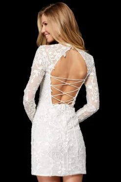 Sherri Hill - 52340 Long Sleeve Embroidered Lace Short Dress