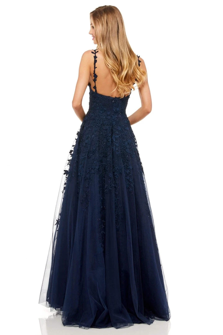 Sherri Hill - 52342 Beaded Lace Deep V-neck Long A-line Dress 9 Sherri Hill - 52342 Beaded Lace Deep V-neck Long A-line Dress