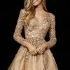 Sherri Hill - 52343 Lace Applique Long Sleeves A-Line Cocktail Dress