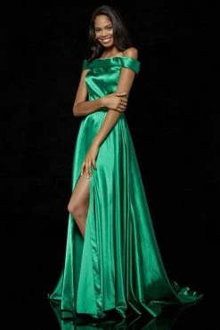Sherri Hill - 52351 Off-Shoulder A-Line Gown With Slit And Train
