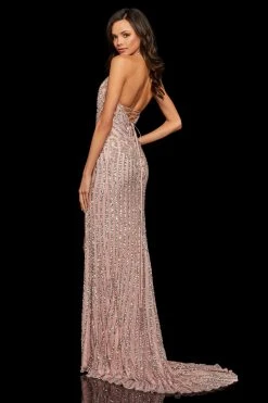 Sherri Hill - 52368 Beaded Halter Fitted Long Dress 29 Sherri Hill - 52368 Beaded Halter Fitted Long Dress