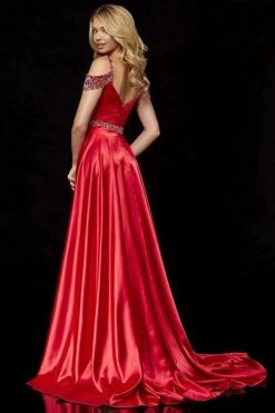 Sherri Hill - 52388 Beaded Off-Shoulder Cap Sleeved Dress With Slit 5 Sherri Hill - 52388 Beaded Off-Shoulder Cap Sleeved Dress With Slit