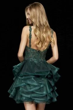 Sherri Hill - 52396 Beaded Strapless Ruffled A-Line Cocktail Dress