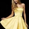 Sherri Hill - 52397 Strapless Fit And Flare Short Satin Dress
