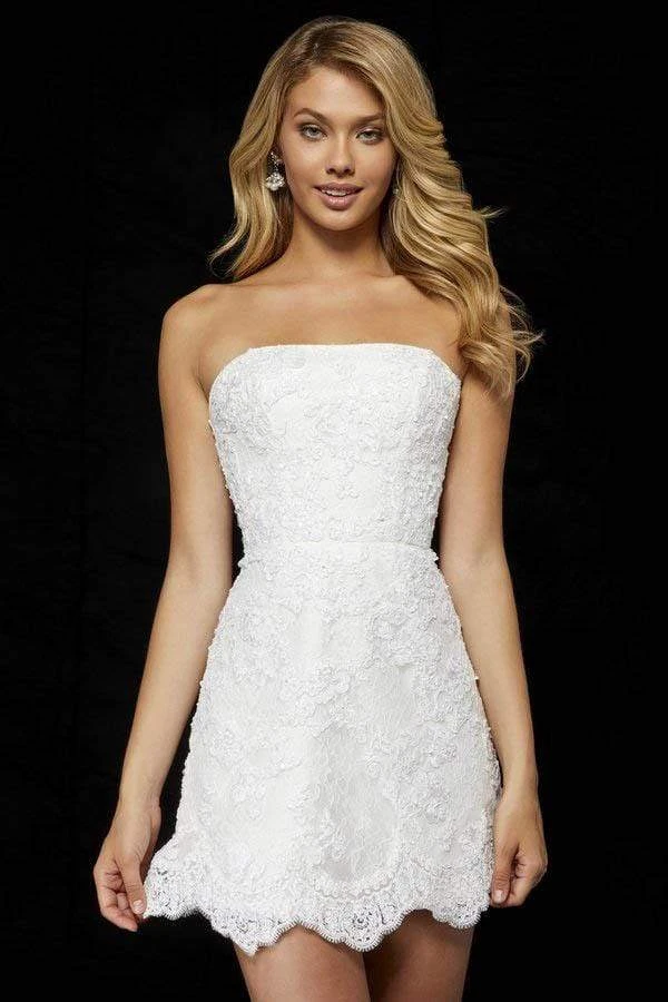 Sherri Hill - 52401 Straight Across Lace A-Line Cocktail Dress 3 Sherri Hill - 52401 Straight Across Lace A-Line Cocktail Dress