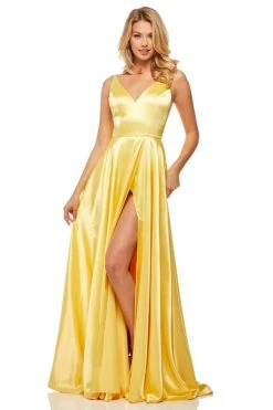 Sherri Hill - 52410 Sleeveless V Neck Silk Charmeuse A Line Dress