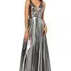 Sherri Hill - 52421 Metallic V-Neck Long A-line Dress