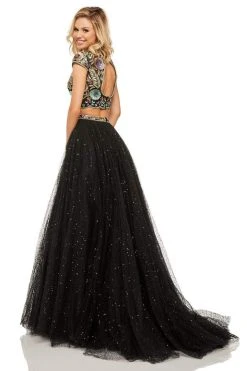 Sherri Hill - 52435 Two Piece Sequin Tulle Ballgown With Train