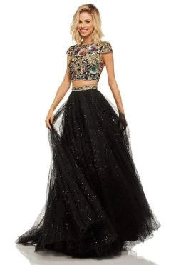 Sherri Hill - 52435 Two Piece Sequin Tulle Ballgown With Train