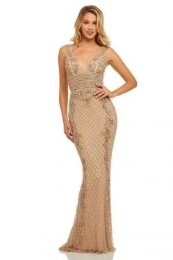 Sherri Hill - 52453 Fully Beaded V-Neck Long Evening Dress