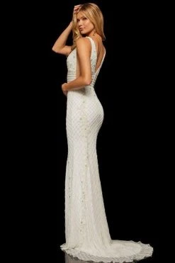 Sherri Hill - 52453 Fully Beaded V-Neck Long Evening Dress