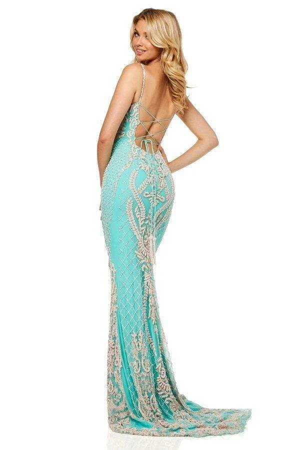 Sherri Hill - 52454 Fully Beaded Lace Up Back Fitted Evening Dress 7 Sherri Hill - 52454 Fully Beaded Lace Up Back Fitted Evening Dress