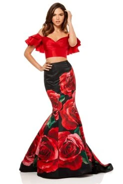 Sherri Hill - 52470 Two Piece Satin Print Dress