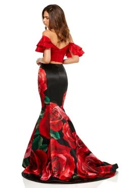 Sherri Hill - 52470 Two Piece Satin Print Dress