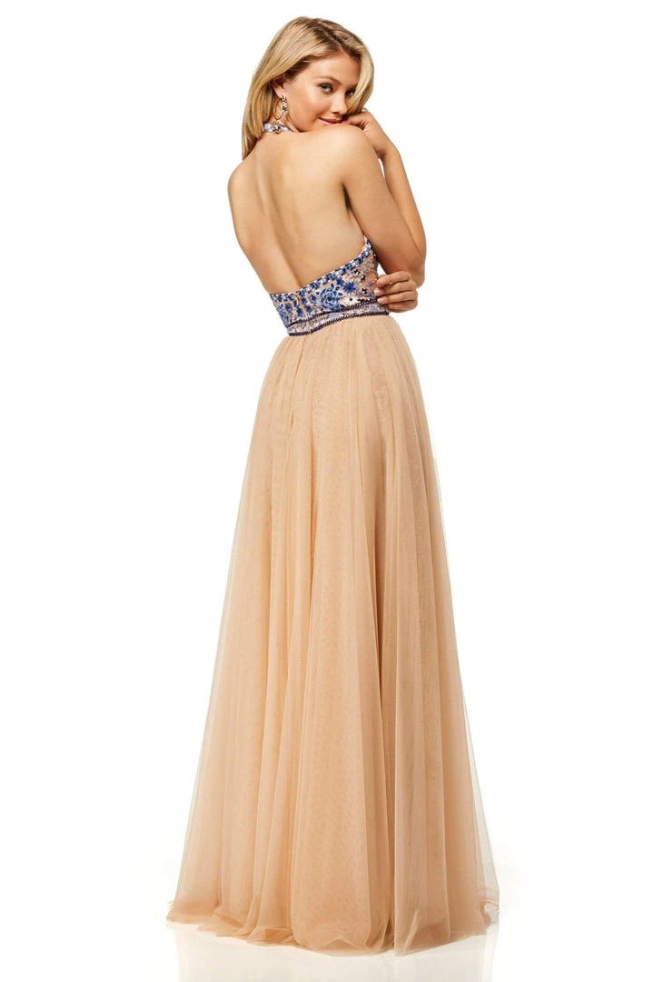 Sherri Hill - 52475 Embroidered V-Neck Beaded High Slit Dress 4 Sherri Hill - 52475 Embroidered V-Neck Beaded High Slit Dress