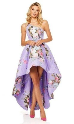 Sherri Hill - 52489 Floral Single Shoulder A-Line High Low Dress