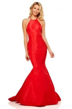 Sherri Hill - 52490 Halter Taffeta Ruffled Mermaid Dress