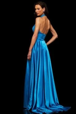 Sherri Hill - 52492 Lace High Halter Dress With Slit 9 Sherri Hill - 52492 Lace High Halter Dress With Slit