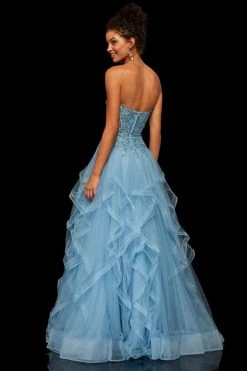 Sherri Hill - 52504 Strapless Metallic Lace Beaded Ballgown