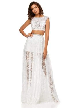 Sherri Hill - 52519 Cap Sleeves Beaded Two-Piece 8 Sherri Hill - 52519 Cap Sleeves Beaded Two-Piece
