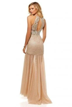 Sherri Hill - 52520 Fully Beaded Halter Trumpet Dress