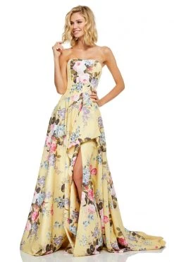 Sherri Hill - 52531 Floral Print Strapless A-line Dress