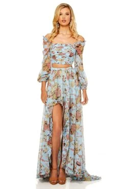 Sherri Hill - 52534 Printed Chiffon Fitted Dress