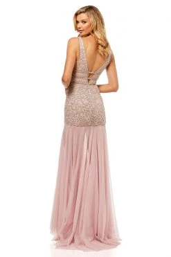 Sherri Hill - 52536 Plunging V-Neck Beaded Bodice Trumpet Dress