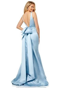 Sherri Hill - 52540 Sleeveless V-Neck Satin Dress With Bow Accent 5 Sherri Hill - 52540 Sleeveless V-Neck Satin Dress With Bow Accent