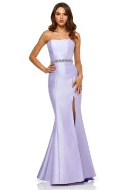 Sherri Hill - 52541 Mikado Strapless Fitted Dress With Beaded Belt