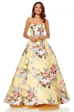 Sherri Hill - 52553 Strapless Full Figured Floral Evening Dress