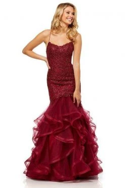 Sherri Hill - 52560 Metallic Lace Ruffled Tulle Mermaid Dress 16 Sherri Hill - 52560 Metallic Lace Ruffled Tulle Mermaid Dress