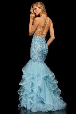 Sherri Hill - 52560 Metallic Lace Ruffled Tulle Mermaid Dress 13 Sherri Hill - 52560 Metallic Lace Ruffled Tulle Mermaid Dress