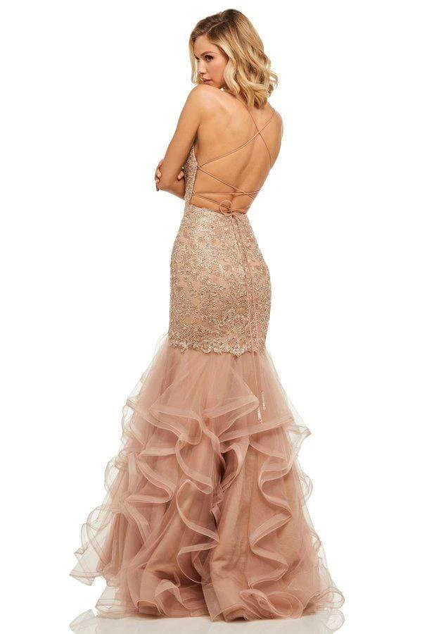Sherri Hill - 52560 Metallic Lace Ruffled Tulle Mermaid Dress 8 Sherri Hill - 52560 Metallic Lace Ruffled Tulle Mermaid Dress