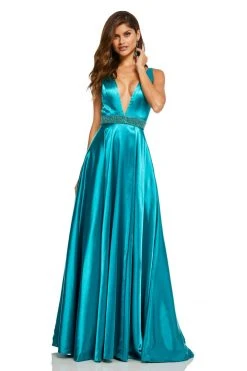 Sherri Hill - 52564 Sleeveless Plunging V-Neck Satin Dress