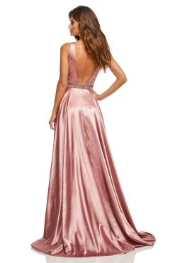 Sherri Hill - 52564 Sleeveless Plunging V-Neck Satin Dress