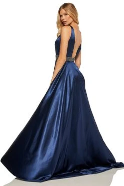 Sherri Hill - 52564 Sleeveless Plunging V-Neck Satin Dress